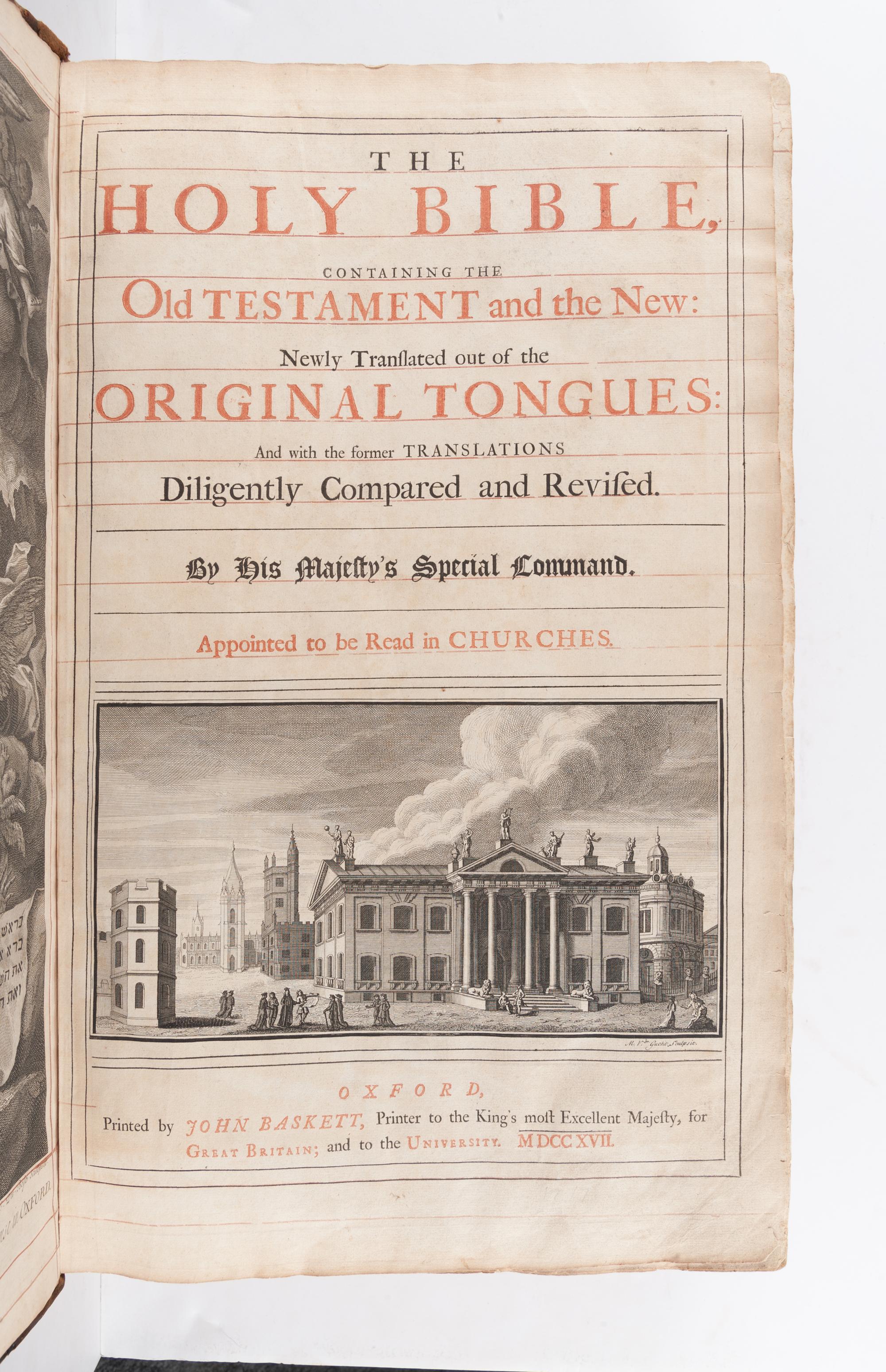 [BIBLE, in English]. The Holy Bible, containing the Old Testament and the New . Oxford: John Baskett, 1717-16.