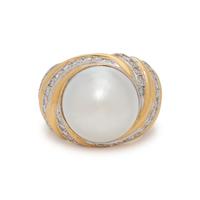 CULTURED MABE PEARL AND DIAMOND RING