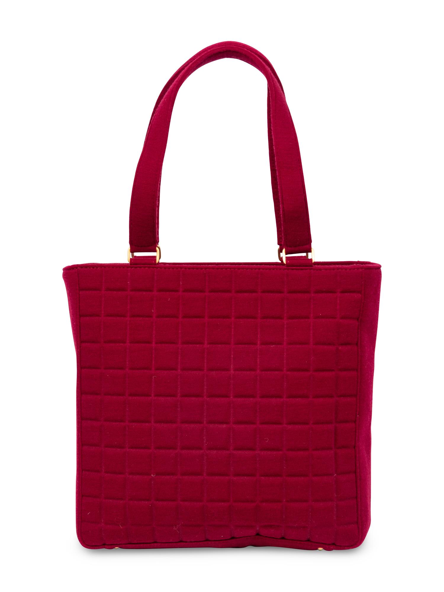 Chanel, Burgundy Quilted Jersey Tote
