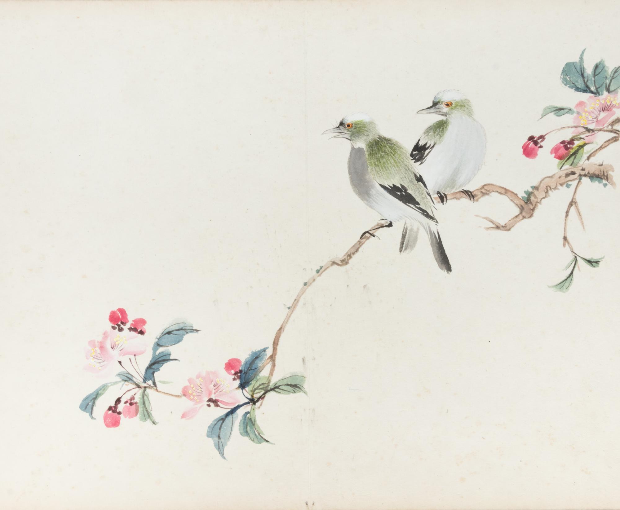 A Chinese Woodblock Print Album of Birds and Flowers Each 12 x 10 inches. — 20TH CENTURY