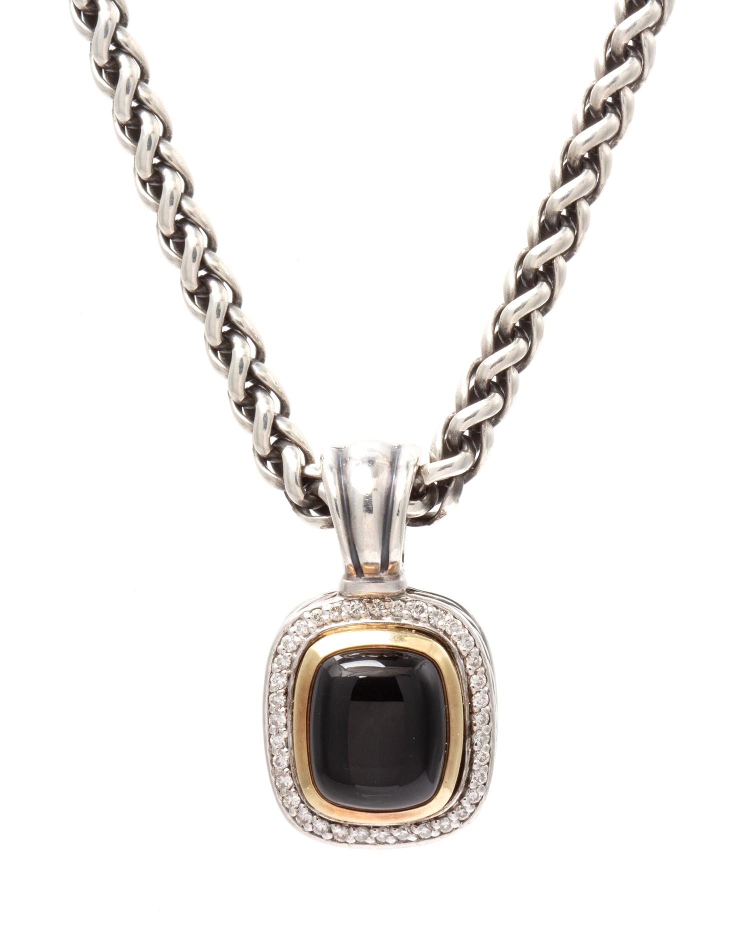 A Collection of Sterling Silver, 18 Karat Yellow Gold, Onyx and Diamond Jewelry, David Yurman, 23.60 dwts.