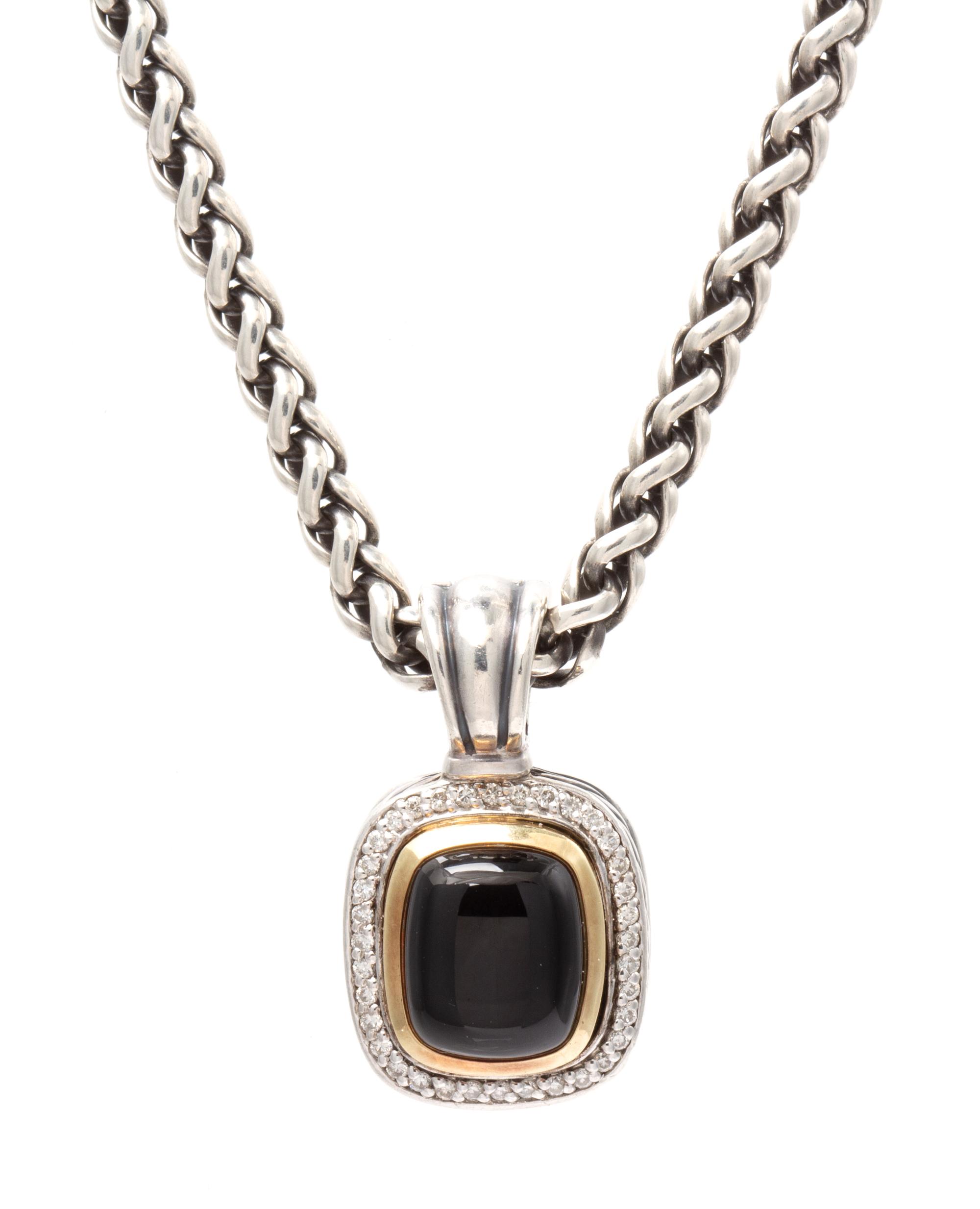 A Collection of Sterling Silver, 18 Karat Yellow Gold, Onyx and Diamond Jewelry, David Yurman, 23.60 dwts.