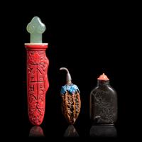 Three Chinese Snuff Bottles, 19th-Early 20th Century 晚清民國 鼻煙壺三件