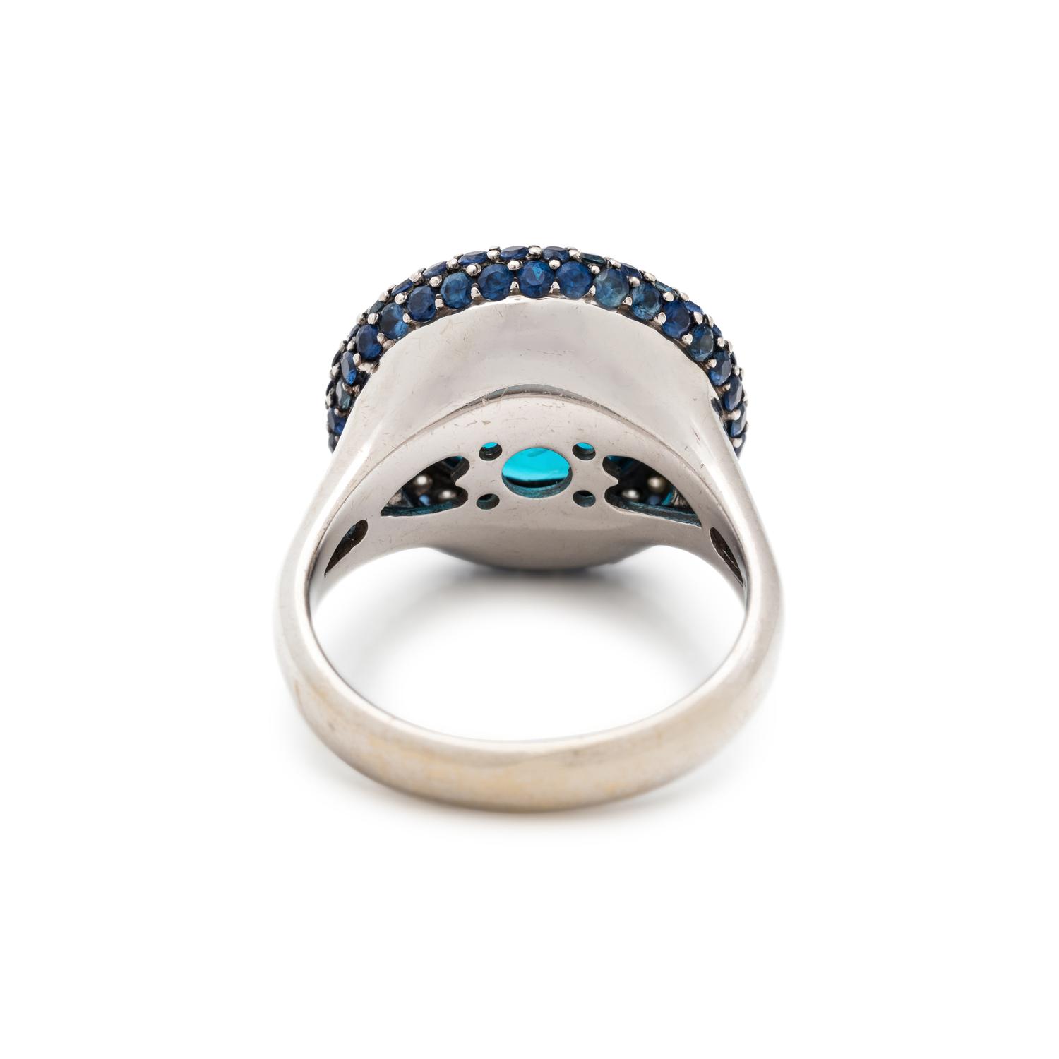 BLUE TOPAZ, SAPPHIRE AND DIAMOND RING