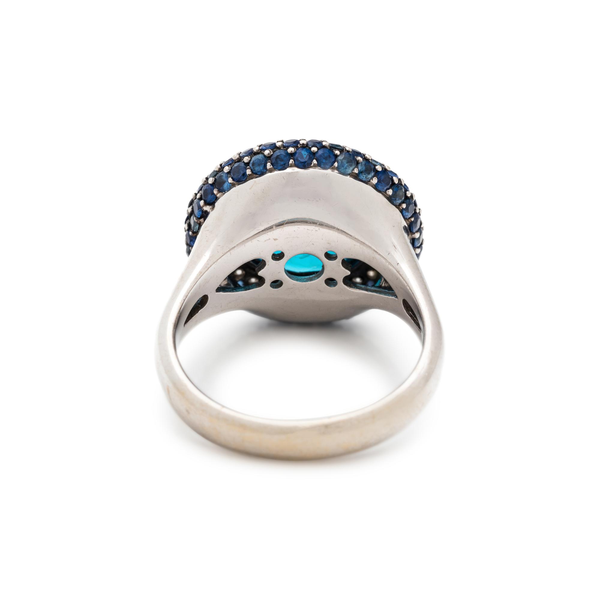 BLUE TOPAZ, SAPPHIRE AND DIAMOND RING