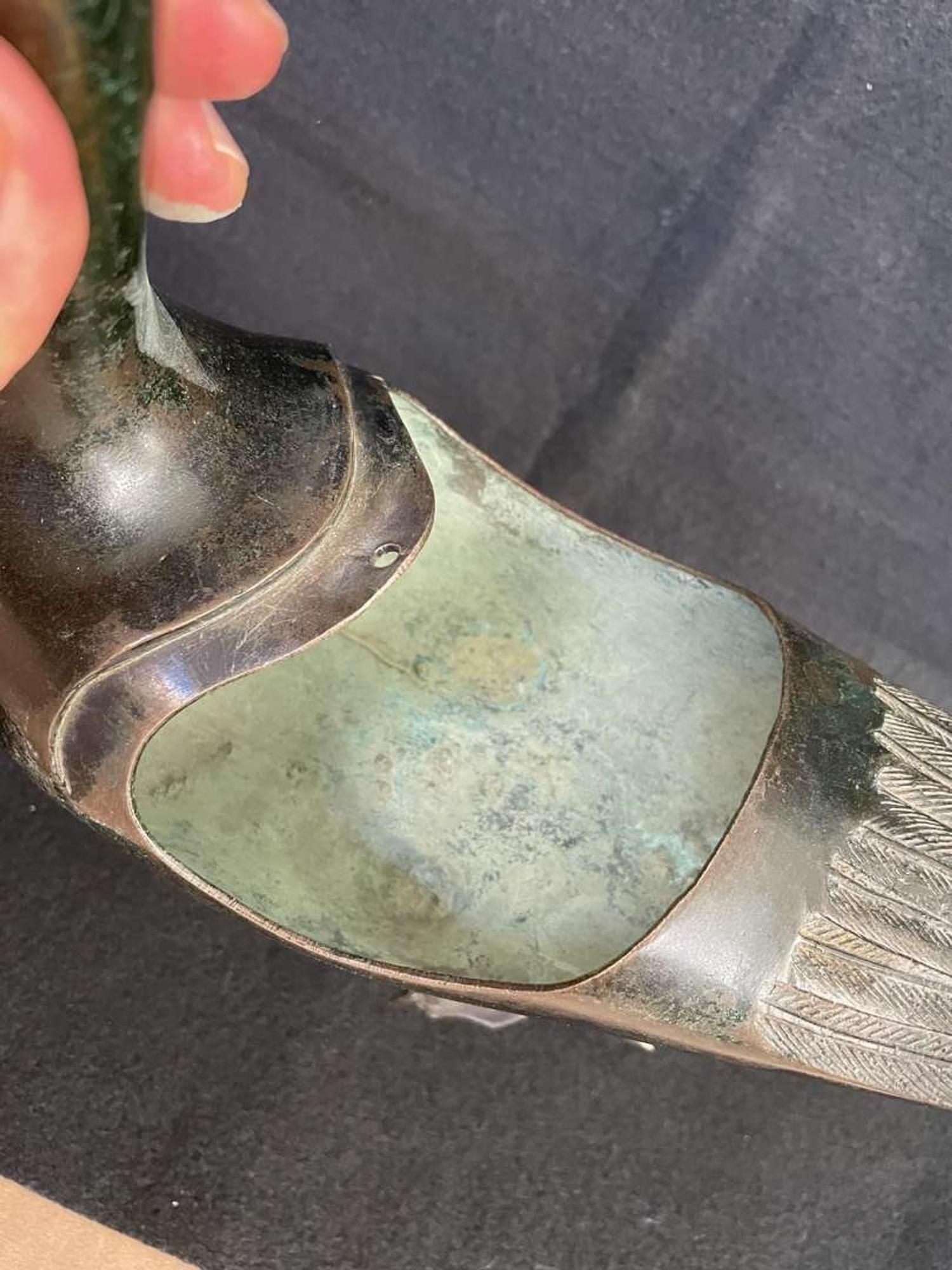 A patinated bronze goose-form incense burner 铜加漆鹅形香炉一件 Late 18th to 19th century ???????????