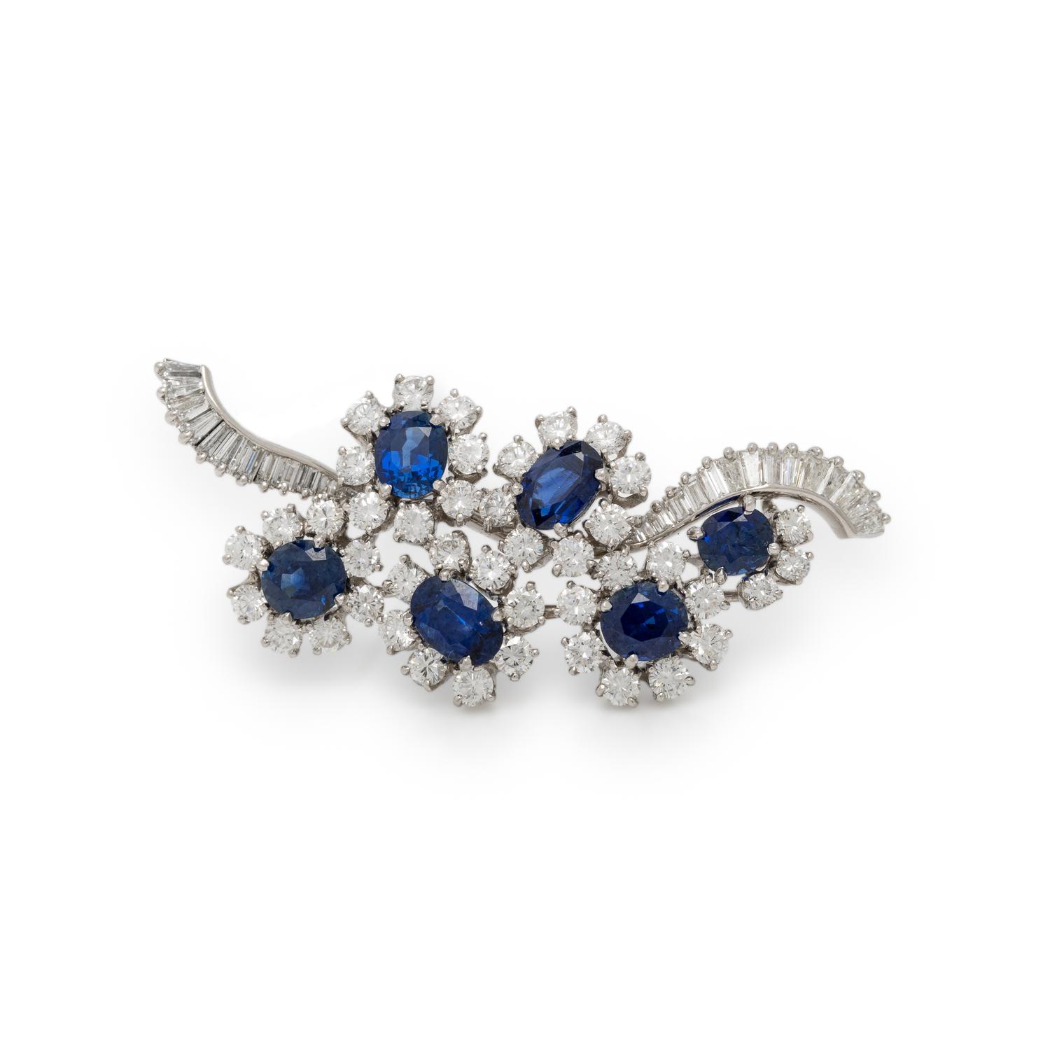 CARTIER, DIAMOND AND SAPPHIRE BROOCH