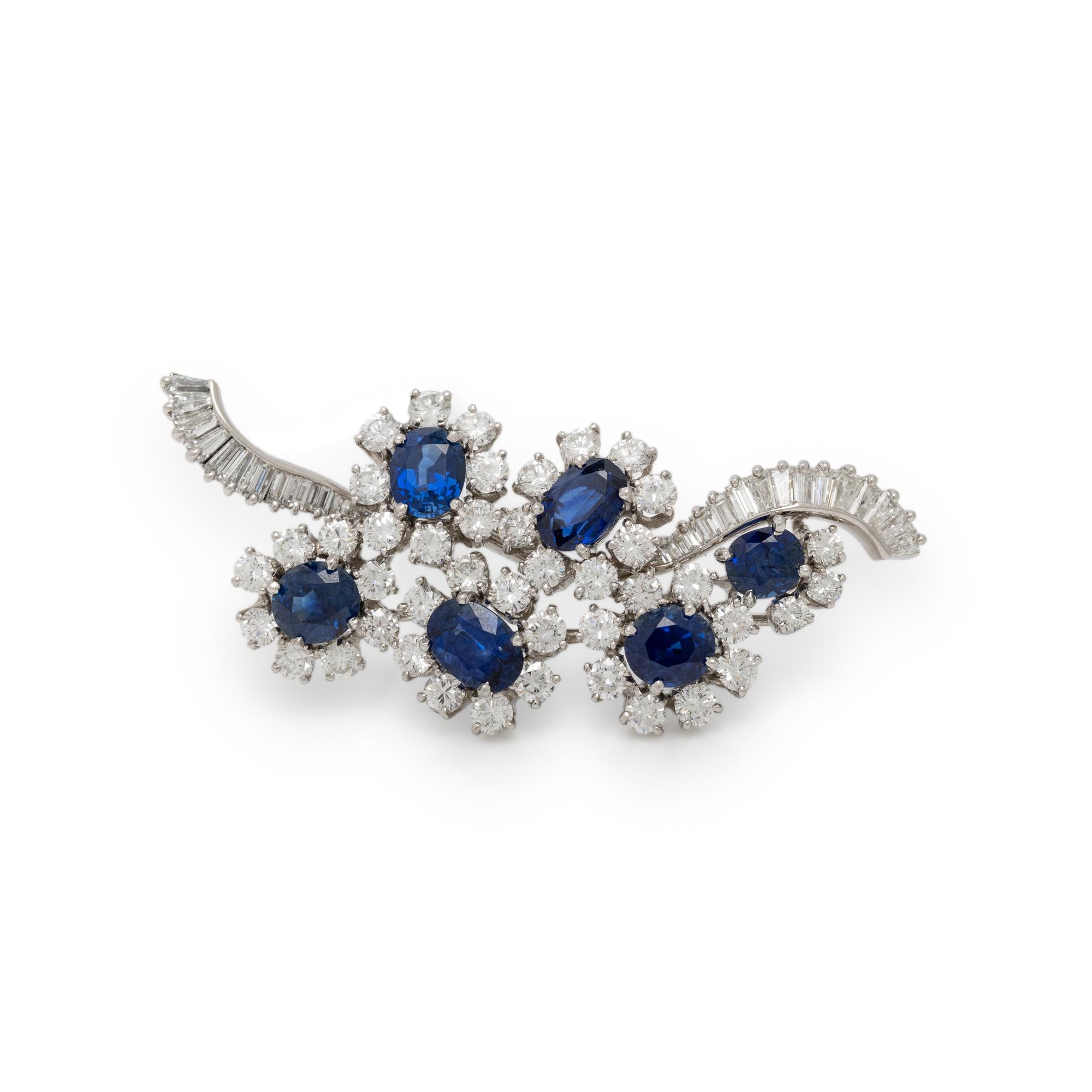CARTIER, DIAMOND AND SAPPHIRE BROOCH