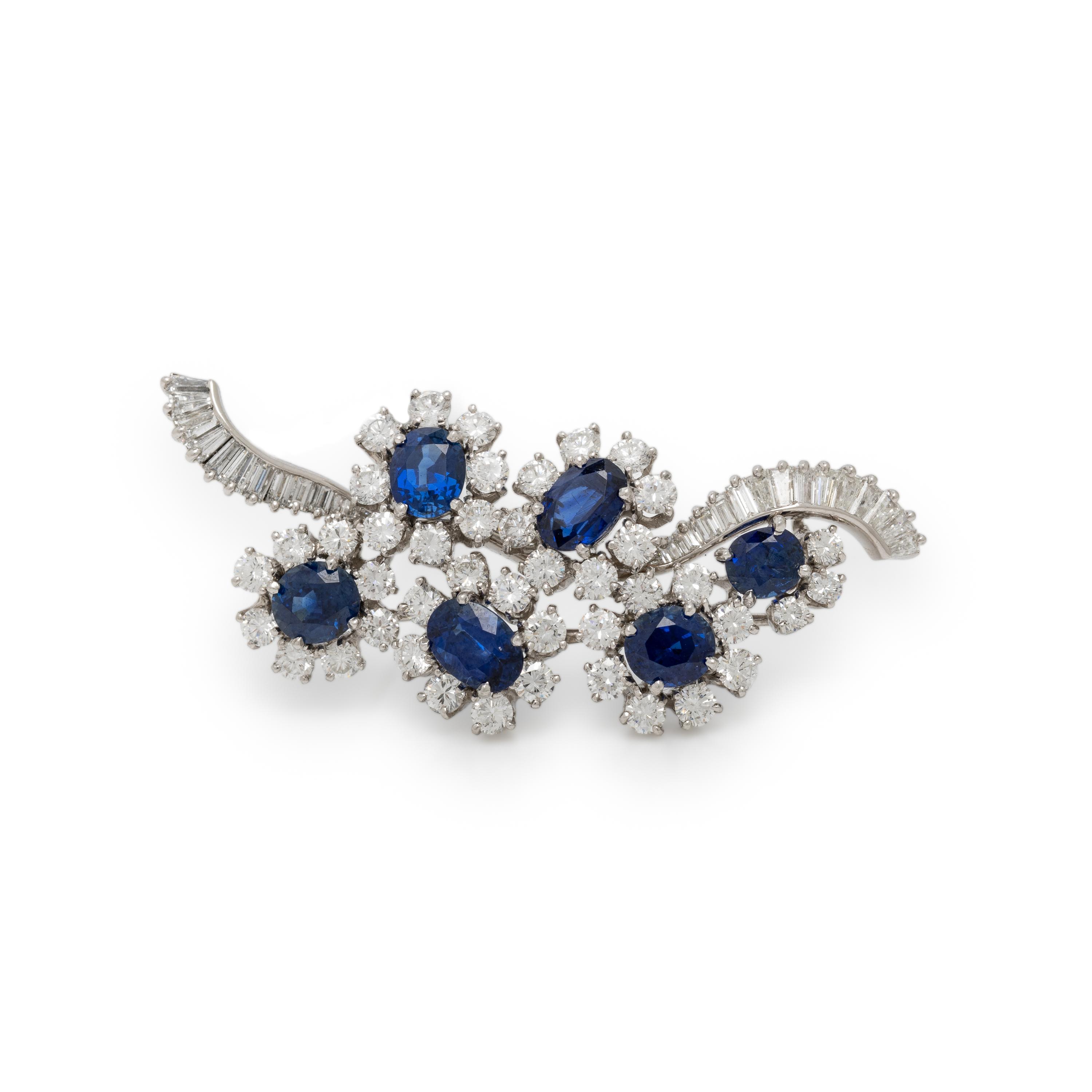 CARTIER, DIAMOND AND SAPPHIRE BROOCH