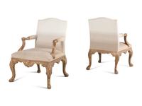 A Pair of George II Style Giltwood Armchairs