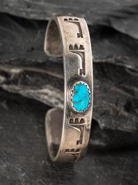 Slender Silver and Turquoise Cuff Bracelet