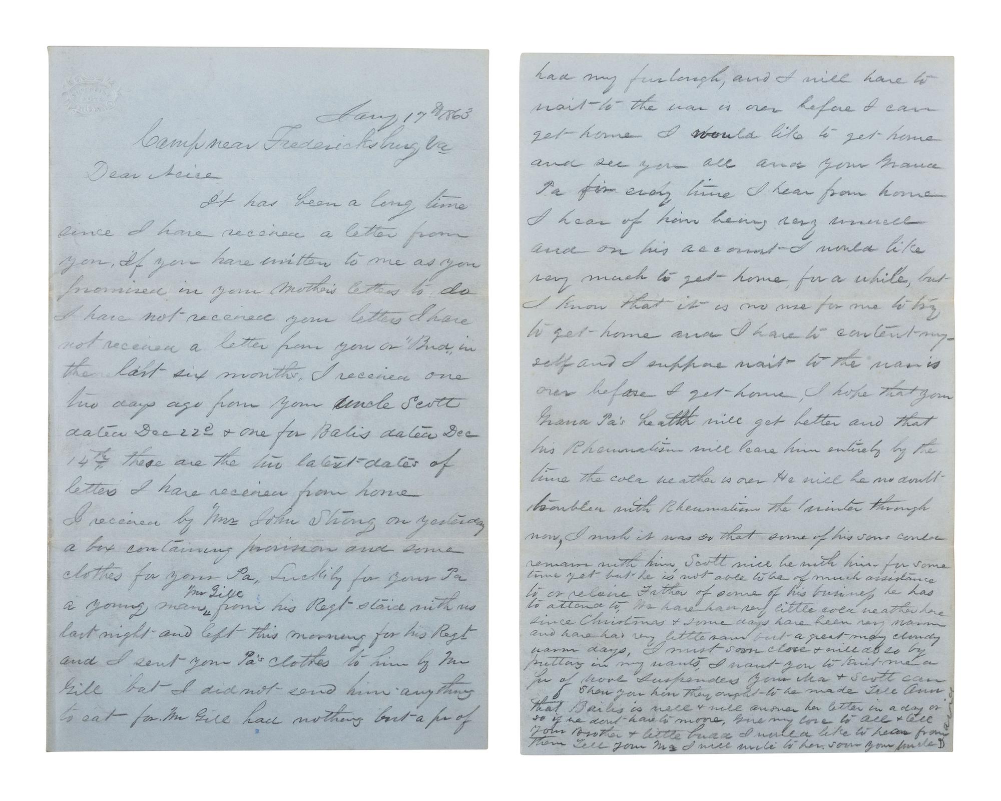 [CIVIL WAR]. Civil War archive of Ordnance Sgt. David H. Wilson (1831-1863), Co. F, 6th South Carolina Infantry, including war-date letters, diary, and photographs.