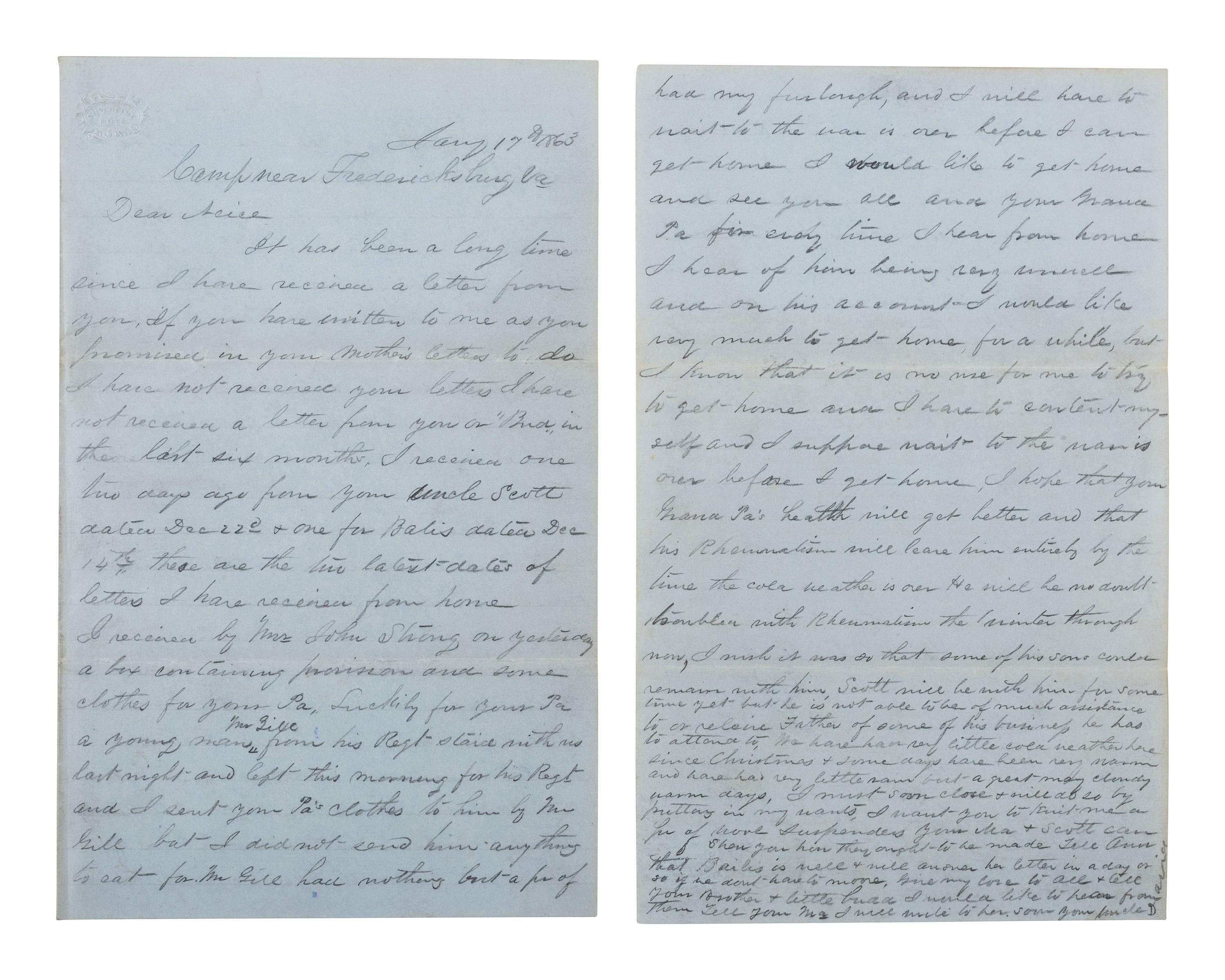 [CIVIL WAR]. Civil War archive of Ordnance Sgt. David H. Wilson (1831-1863), Co. F, 6th South Carolina Infantry, including war-date letters, diary, and photographs.