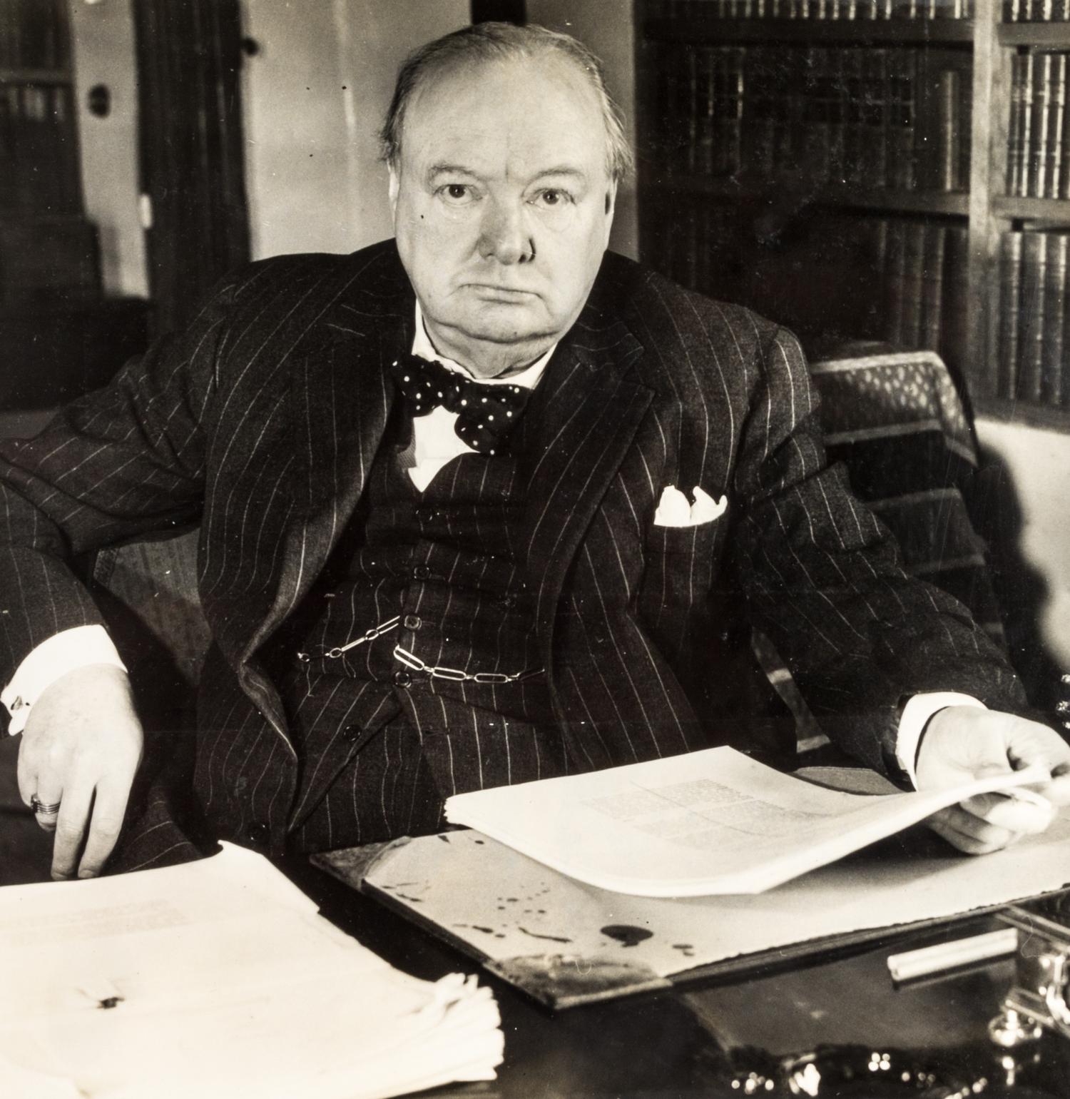 CHURCHILL, WINSTON, TLs July 18, 1948. Relating to Lord Beaconsfield. Together with photo and CDV.