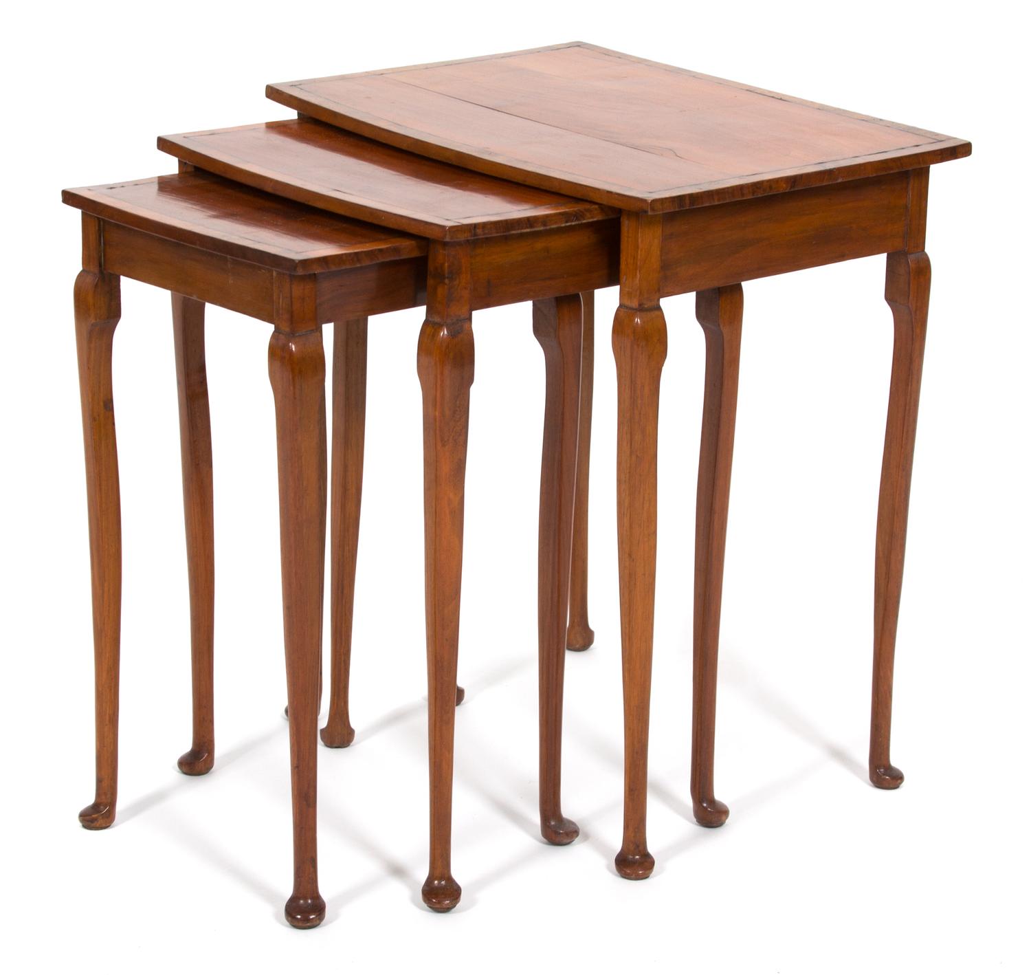 A Nest of Three George III Style Crossbanded Inlaid Tables — LATE 19TH CENTURY