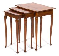 A Nest of Three George III Style Crossbanded Inlaid Tables — LATE 19TH CENTURY