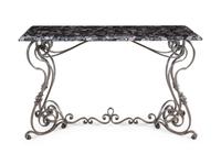 A Steel and Marble-Top Console Table