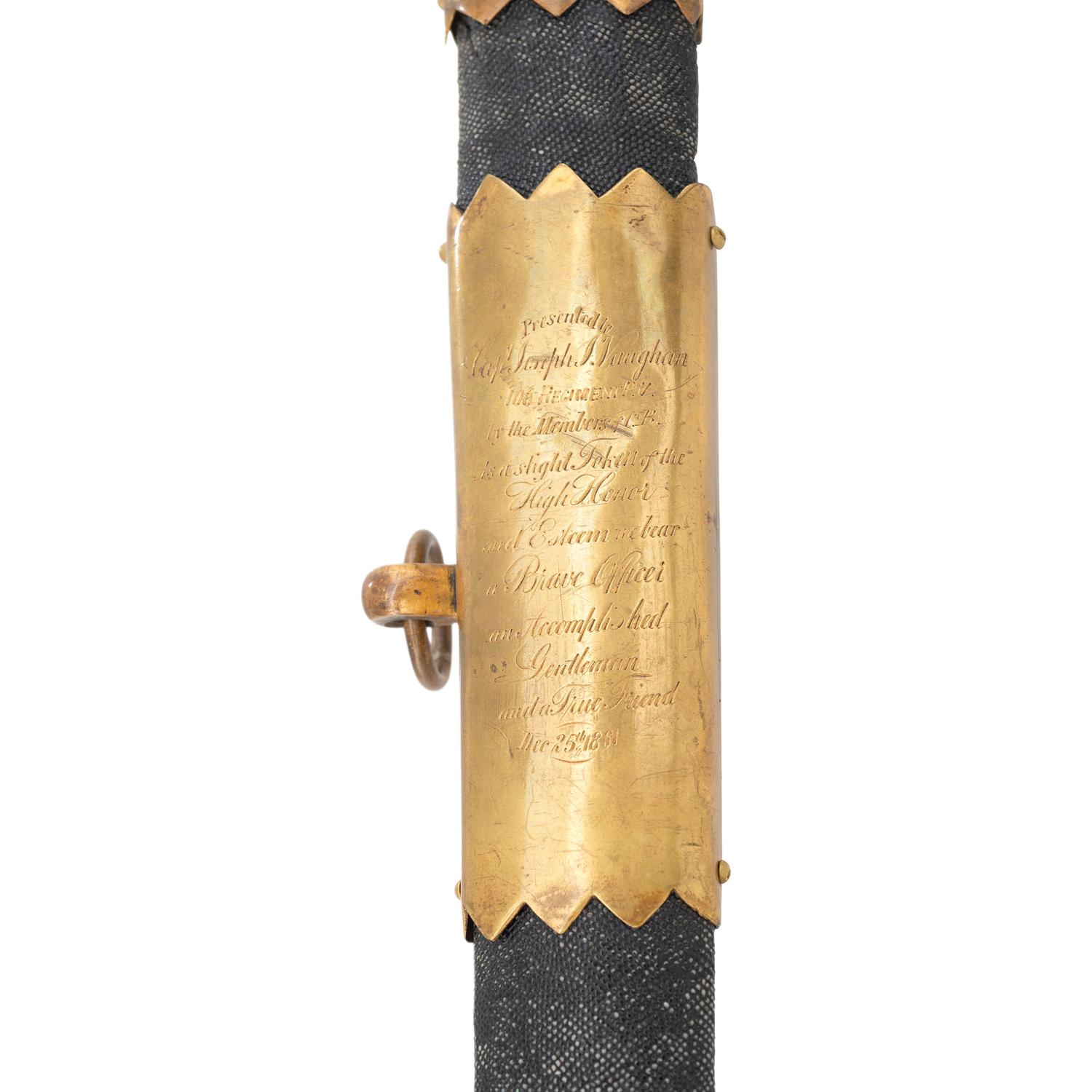 G.W. Simons & Bro. Retailed Collins Model 1850 Foot Officer's Sword Presented to Capt. Joseph Vaughan - 106th PA Volunteers