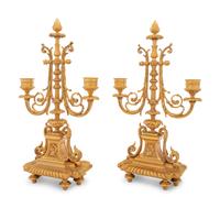 A Pair of French Gilt Bronze Two-Light Candelabra