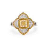 FANCY INTENSE YELLOW DIAMOND AND DIAMOND RING
