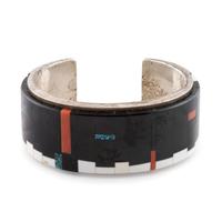 Silver and Mosaic Inlay Cuff Bracelet