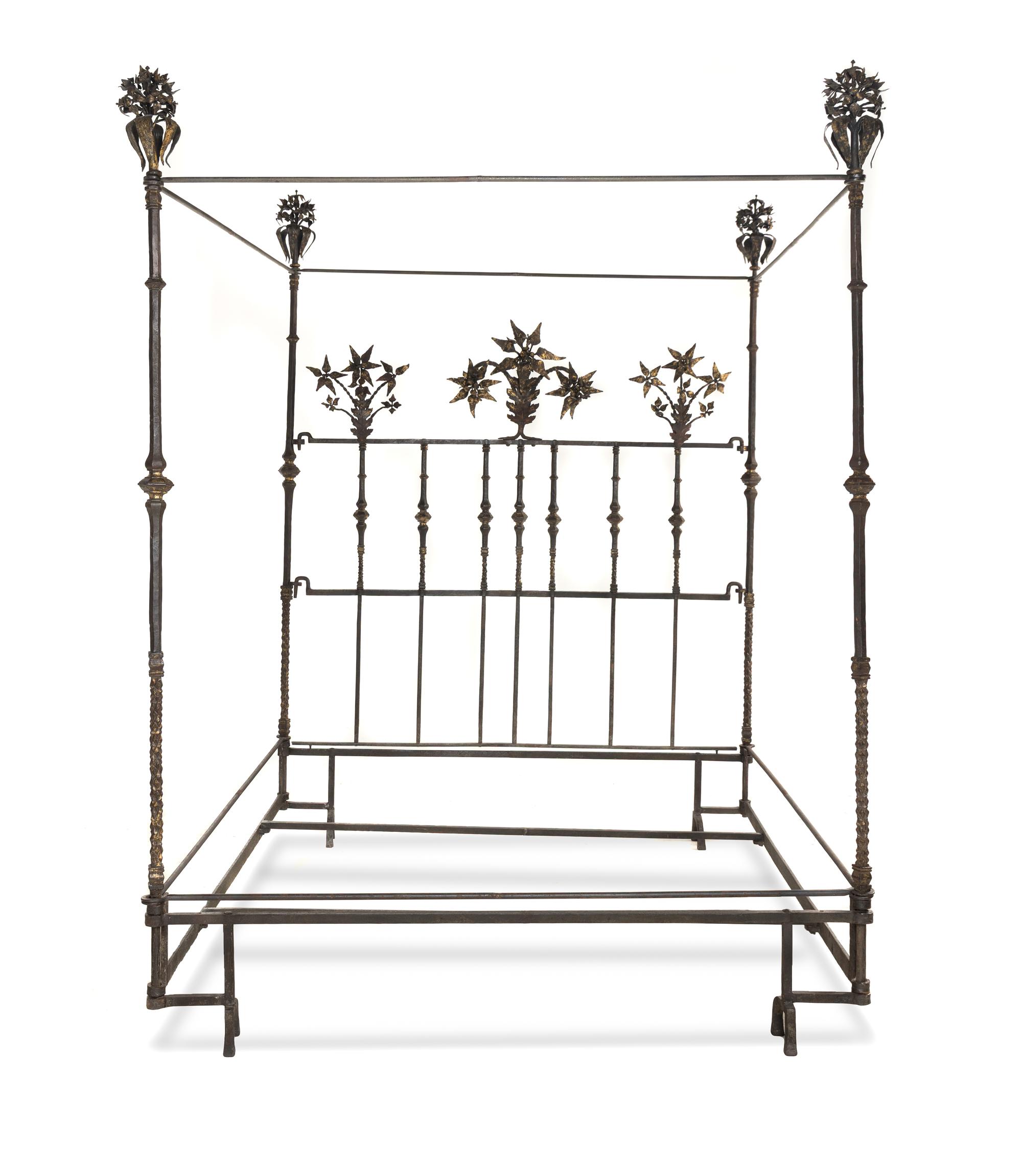 A Contemporary Parcel-Gilt Iron Bed