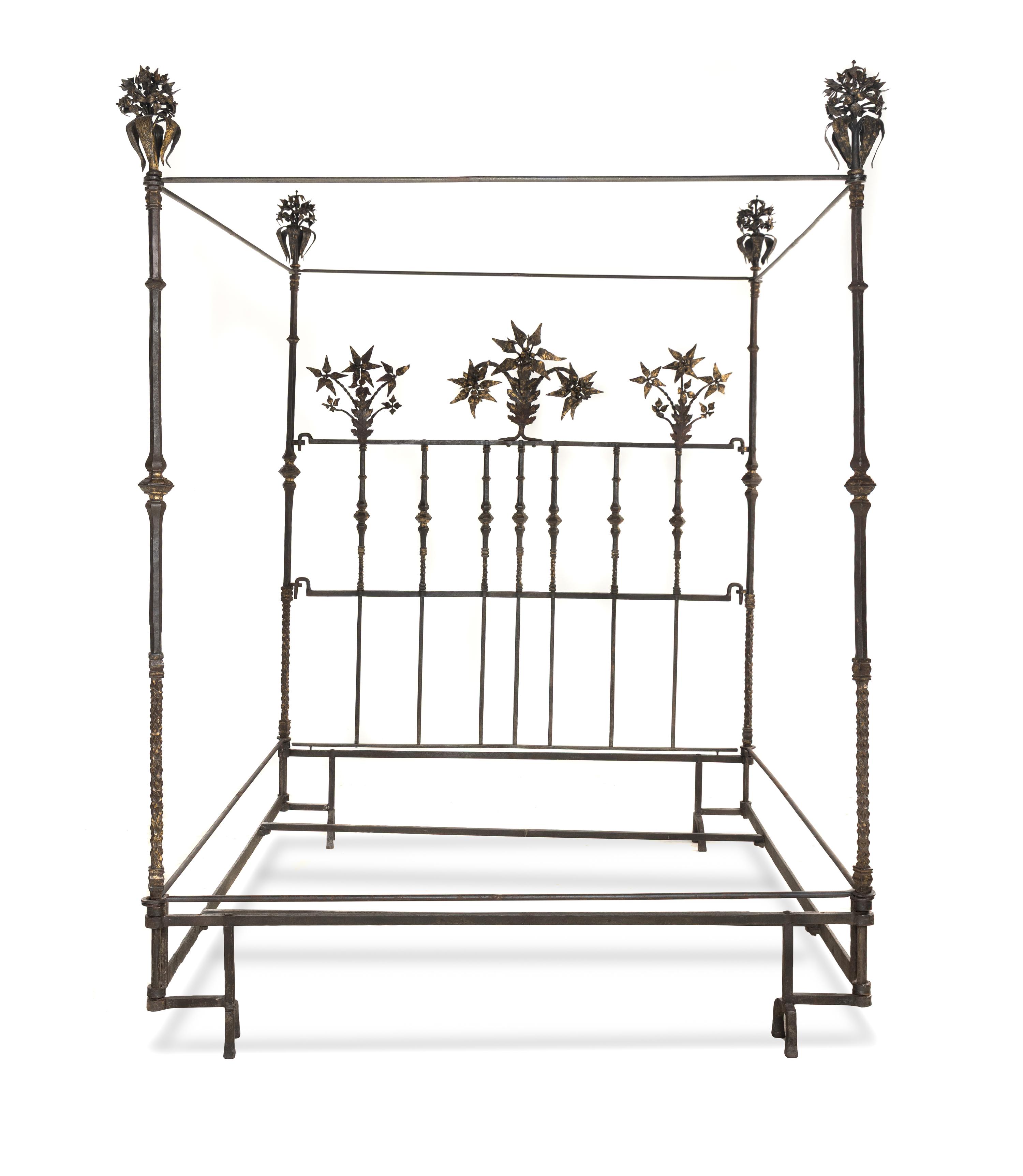 A Contemporary Parcel-Gilt Iron Bed