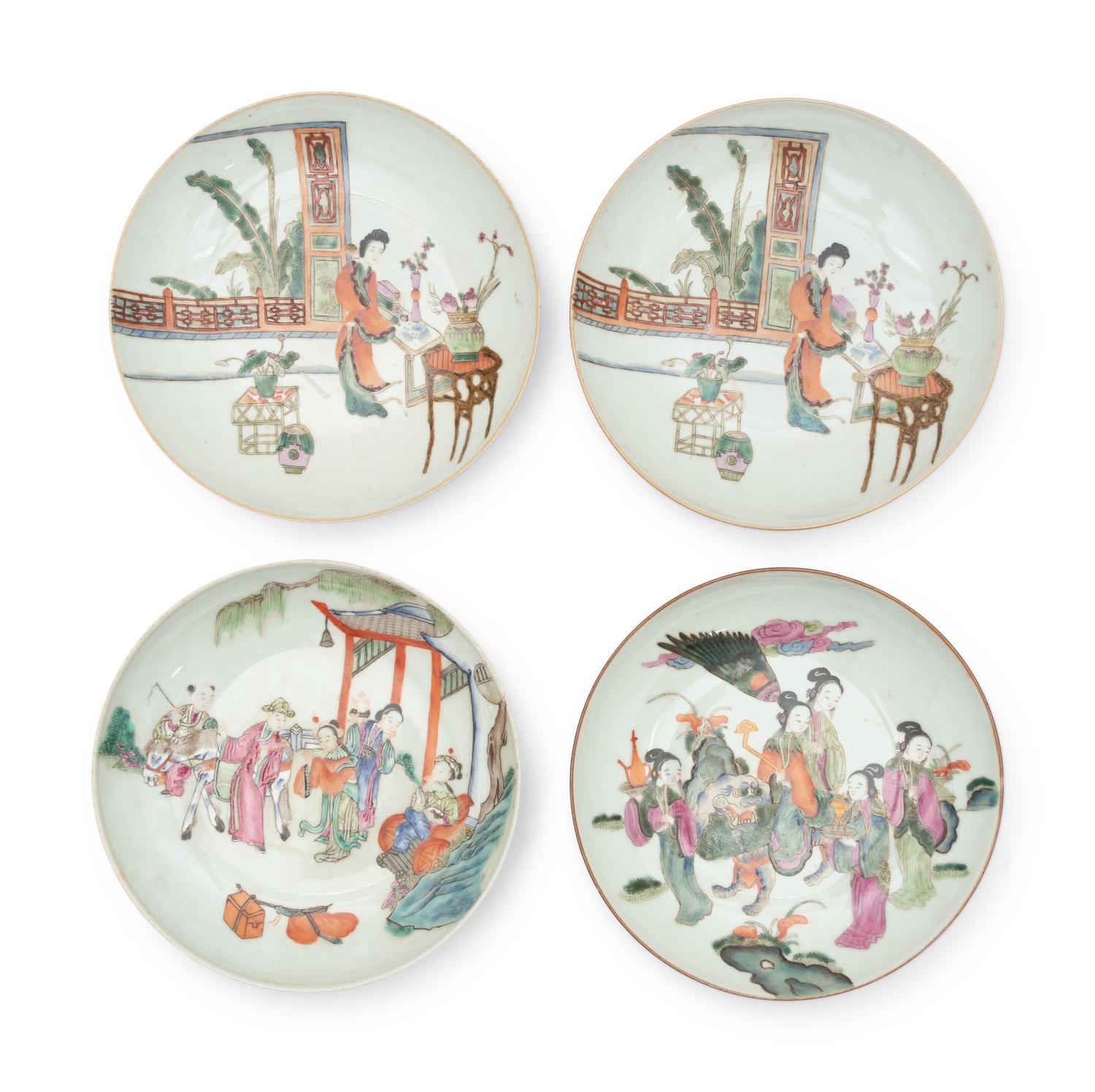 A Set of Four Chinese Famille Rose 'Ladies' Plates