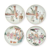 A Set of Four Chinese Famille Rose 'Ladies' Plates