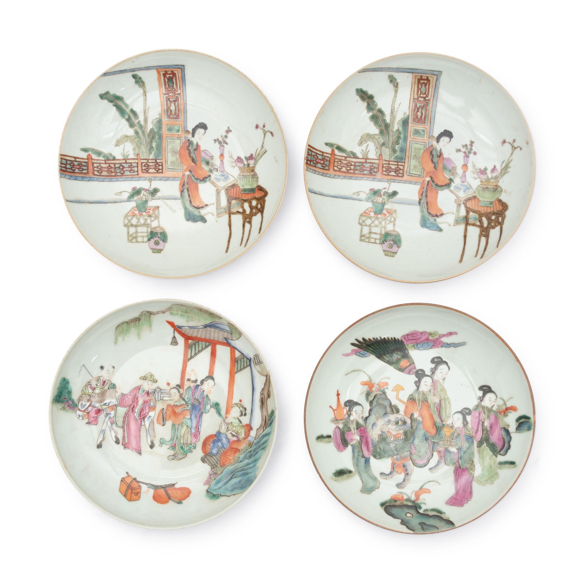 A Set of Four Chinese Famille Rose 'Ladies' Plates