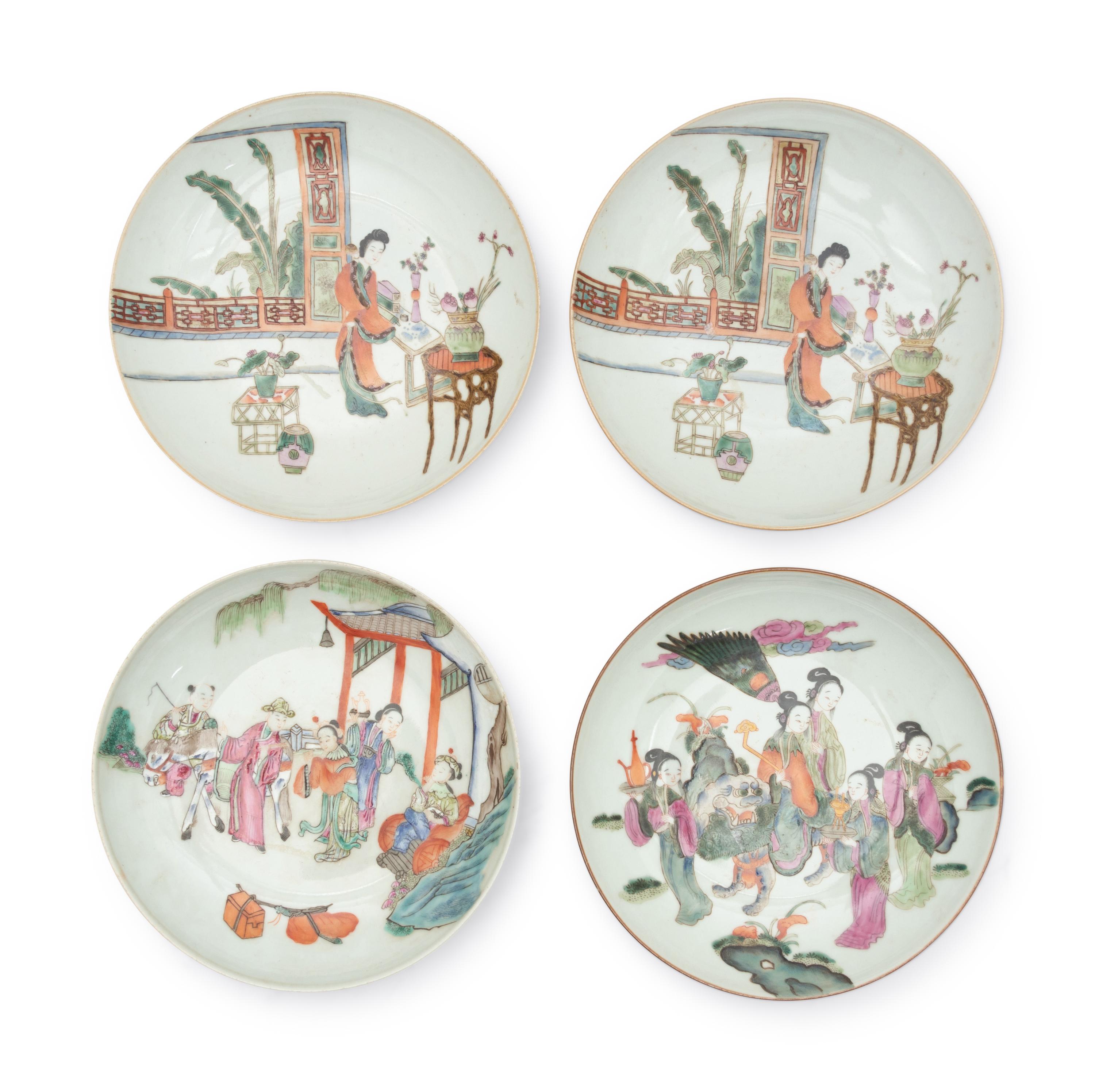 A Set of Four Chinese Famille Rose 'Ladies' Plates