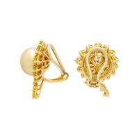 ANGELA CUMMINGS, CULTURED GOLDEN PEARL AND YELLOW SAPPHIRE EARCLIPS