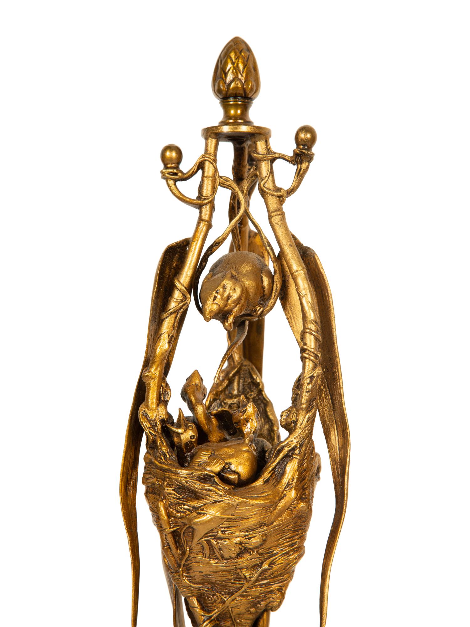 A Pair of French Gilt Metal Animalier Sculptures after Auguste Nicolas Caïn