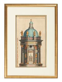 Six Hand-Colored Architectural Engravings