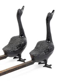 A Pair of Cast Metal Goose-Form Andirons