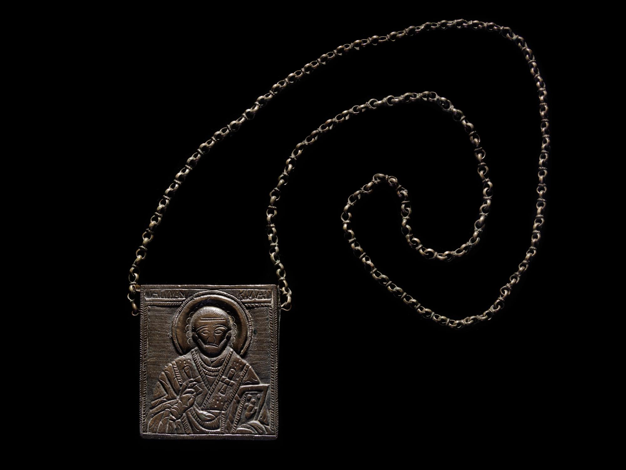 A Greek Orthodox Pilgrim's Scapular, with Icon of St. Nicholas