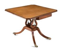 A Regency Satinwood Inlaid Rosewood Flip-Top Table