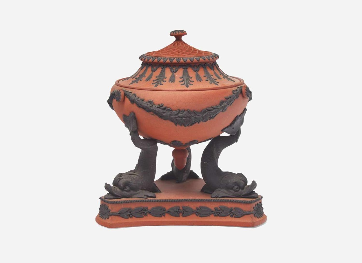 A Wedgwood Rosso Antico Dolphin Pastille Burner, UK, early 19th century