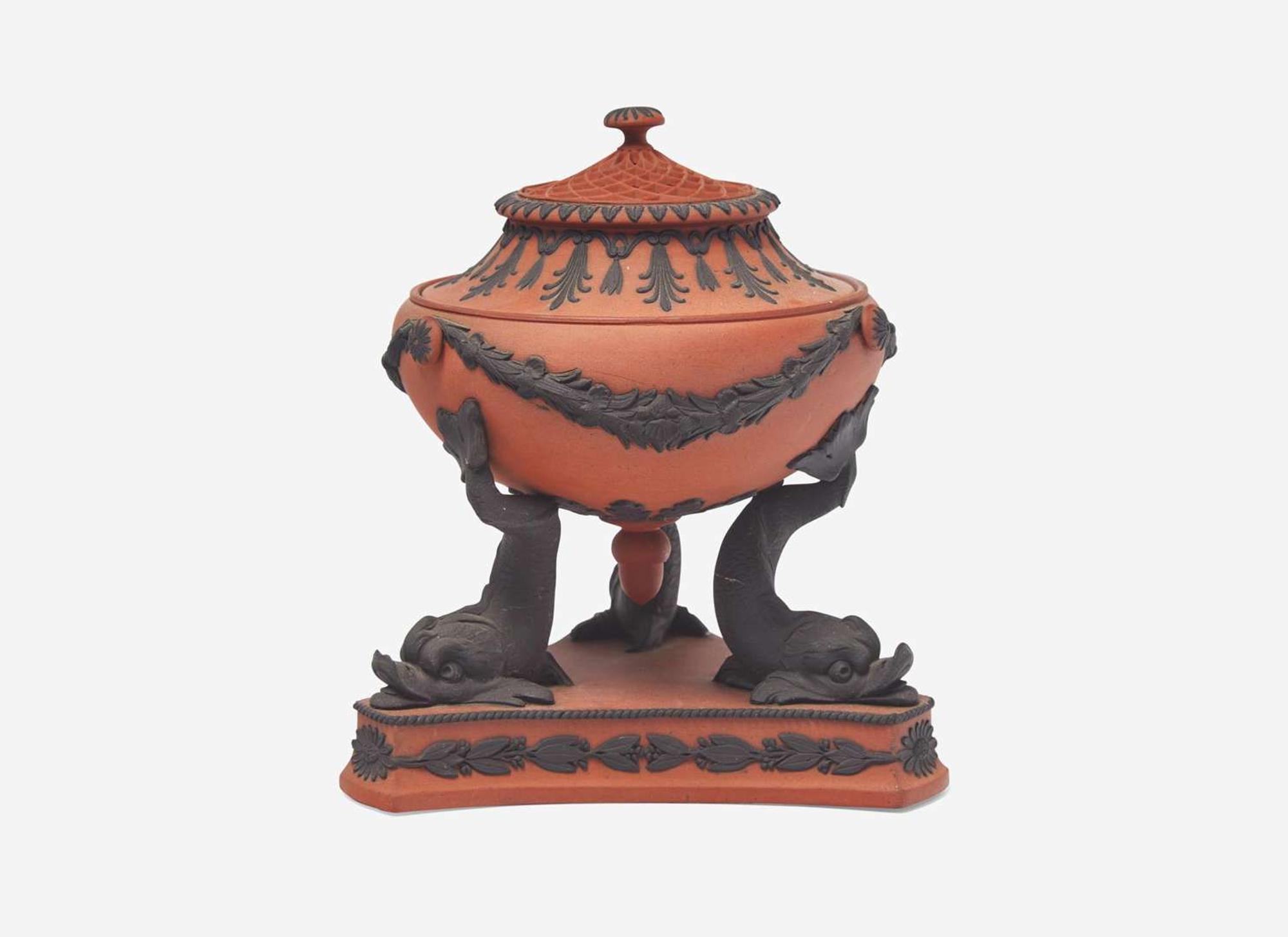 A Wedgwood Rosso Antico Dolphin Pastille Burner, UK, early 19th century
