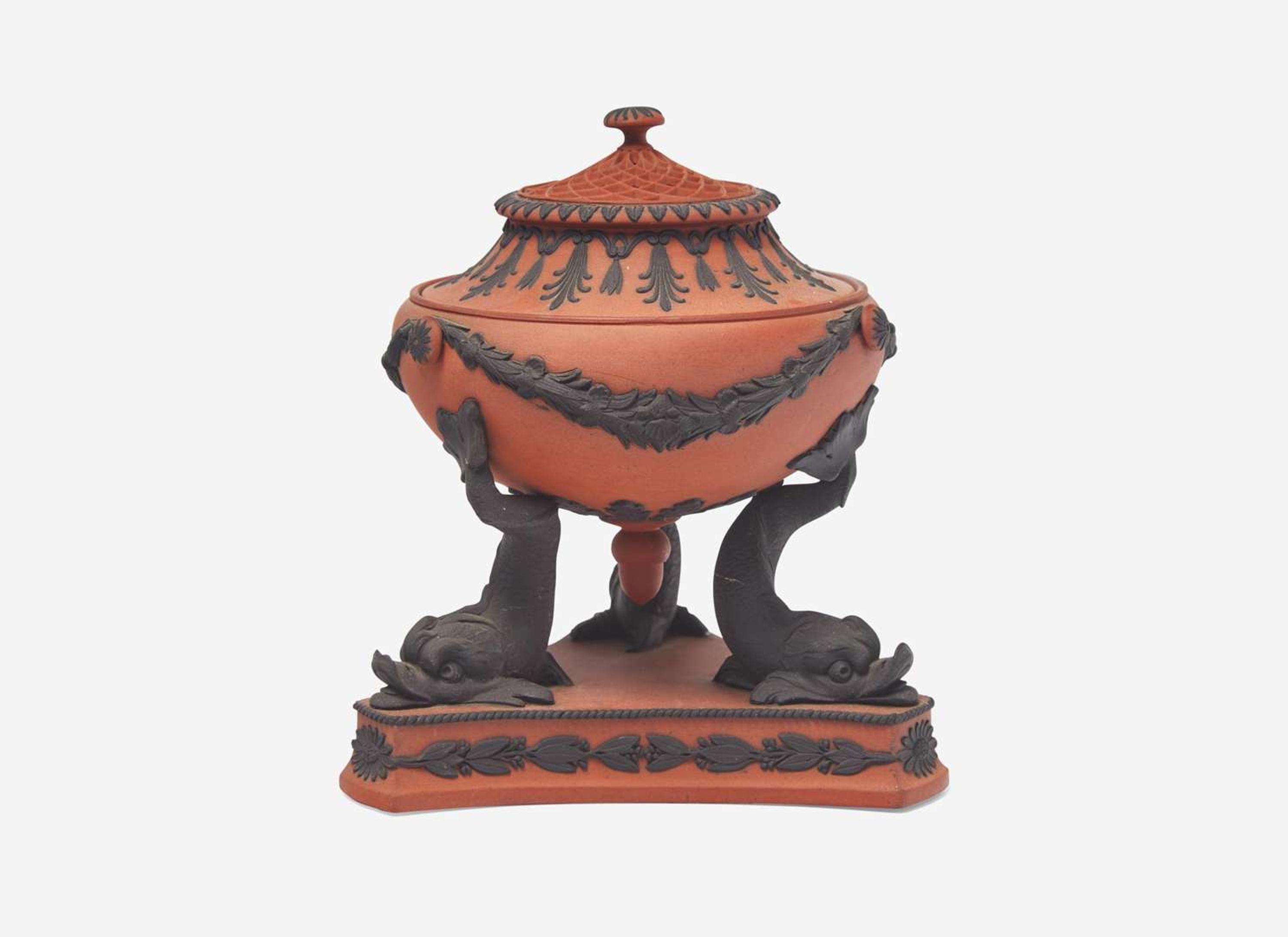 A Wedgwood Rosso Antico Dolphin Pastille Burner, UK, early 19th century