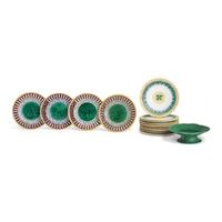 An Assembled Group of Wedgwood Majolica Plates Together with Footed Compote