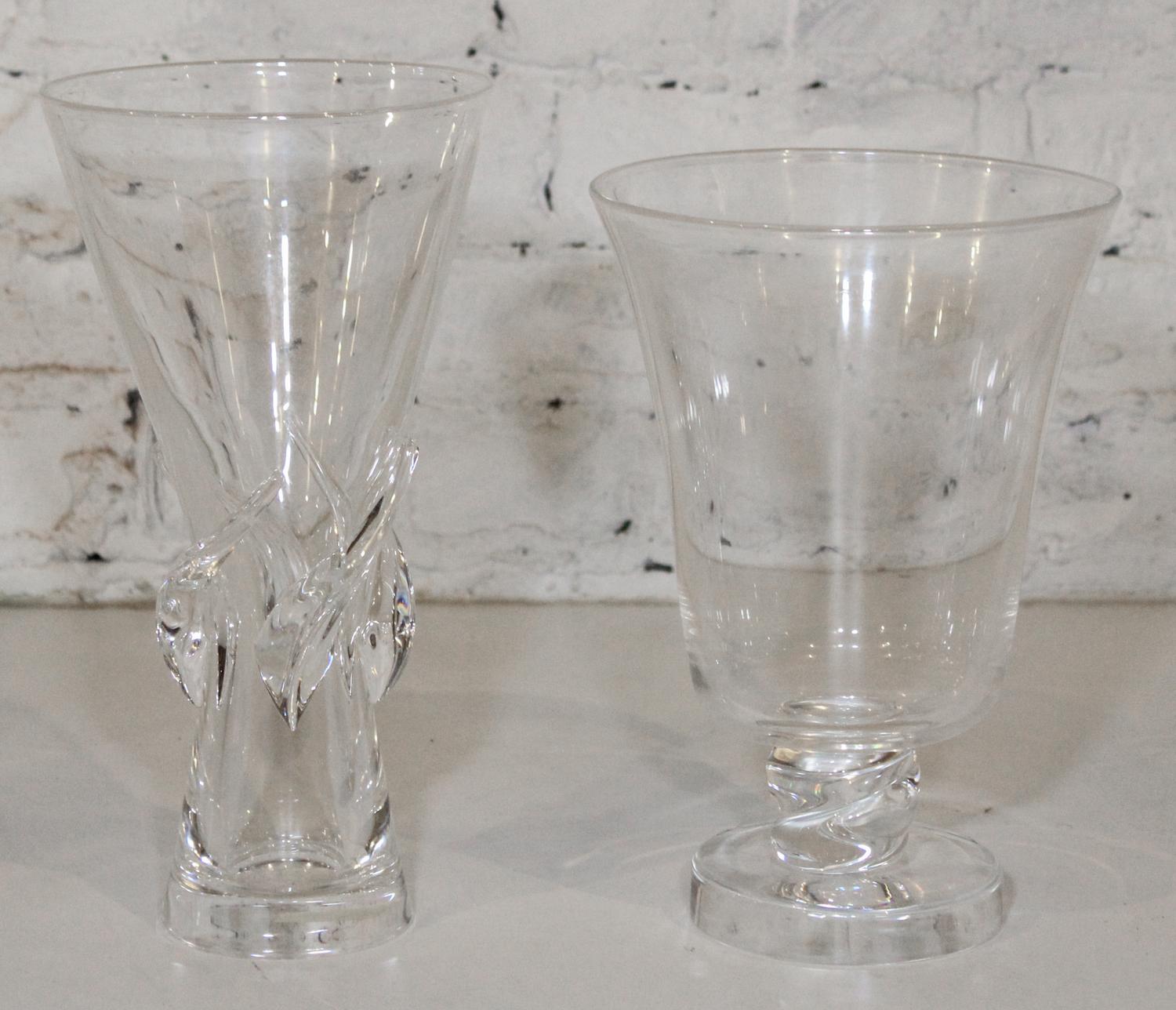 Two Steuben Glass Vases. Height of taller 11 3/4 inches.