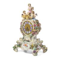 A Meissen Porcelain Mantel Clock Emblematic of Music