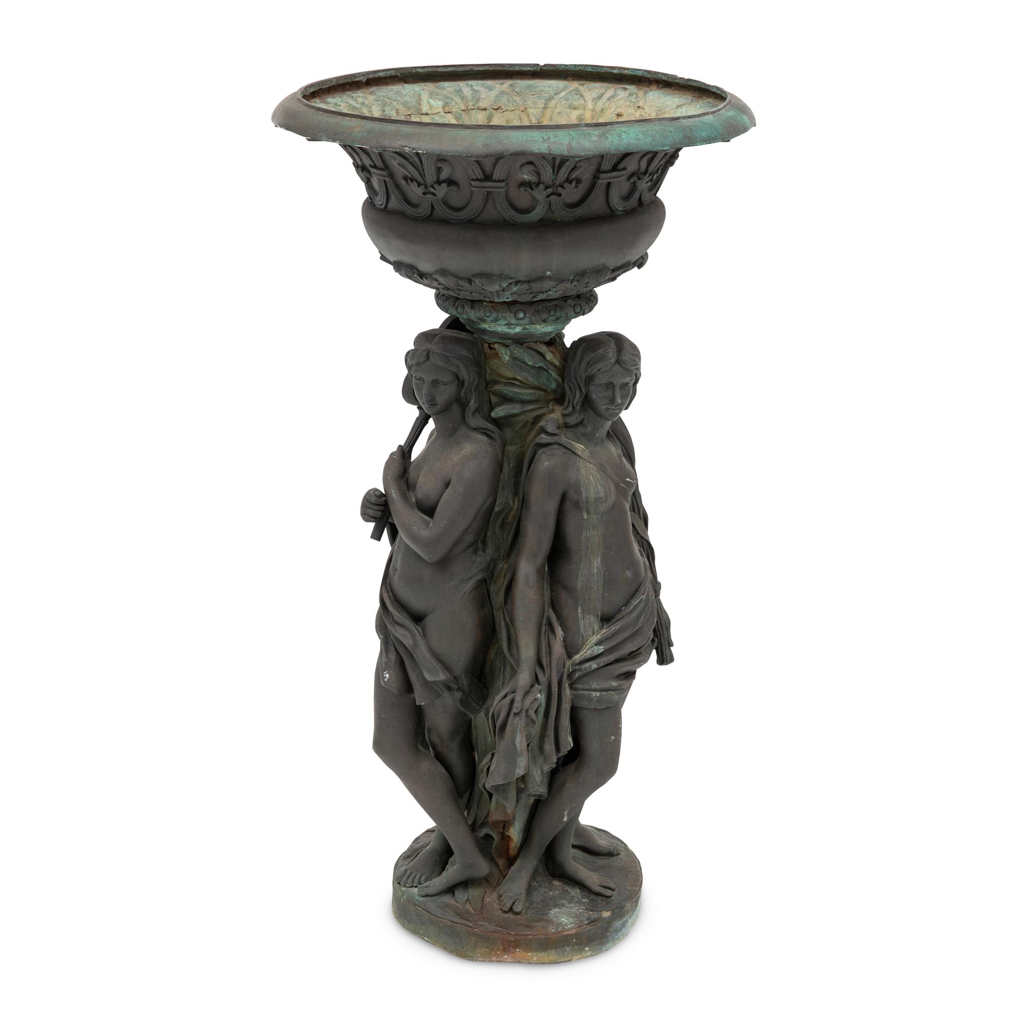 A French Bronze Figural Jardiniere
