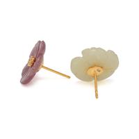CARVED SAPPHIRE AND DIAMOND FLOWER EARRINGS