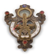 A Chinese Enameled Brass Navigation Compass and Sundial