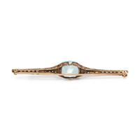 ART DECO, AQUAMARINE, DIAMOND AND ONYX BROOCH