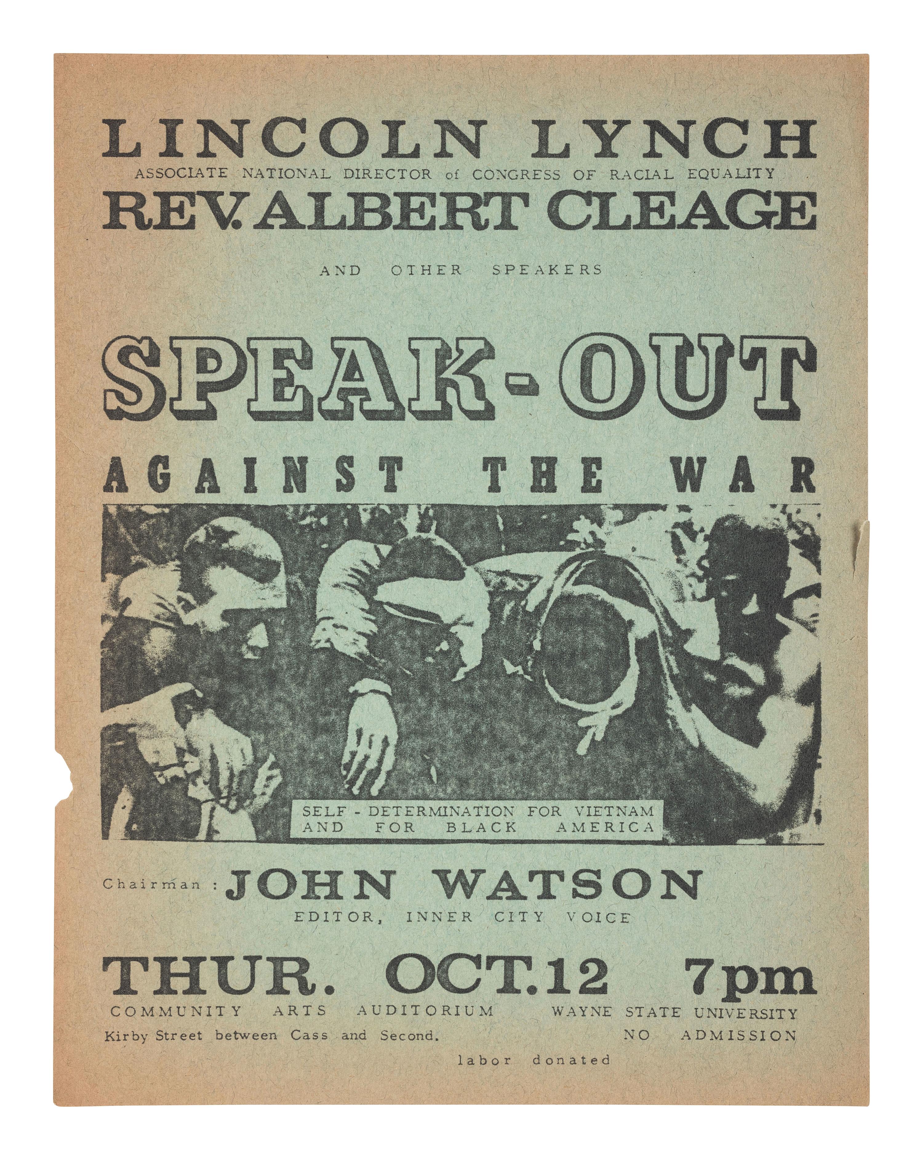 [CIVIL RIGHTS] 2 university posters for events involving Black activism and Anti-Vietnam War efforts