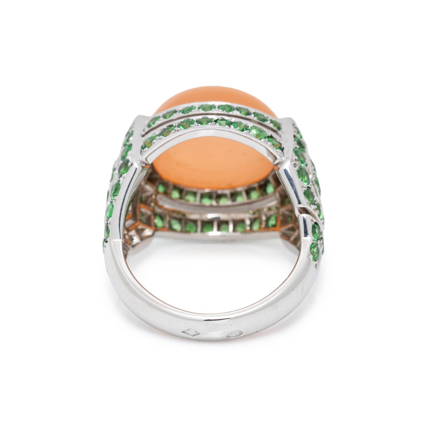 BOUCHERON, CAT'S EYE QUARTZ AND DEMANTOID GARNET RING