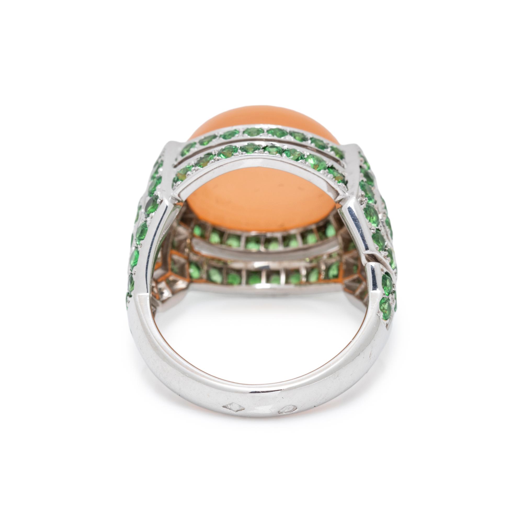 BOUCHERON, CAT'S EYE QUARTZ AND DEMANTOID GARNET RING
